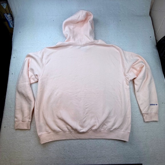 Adidas originals Peace sign Trifoil Hoodie Peachy Pink Fleece Pullover Size 2XL - Picture 6 of 7